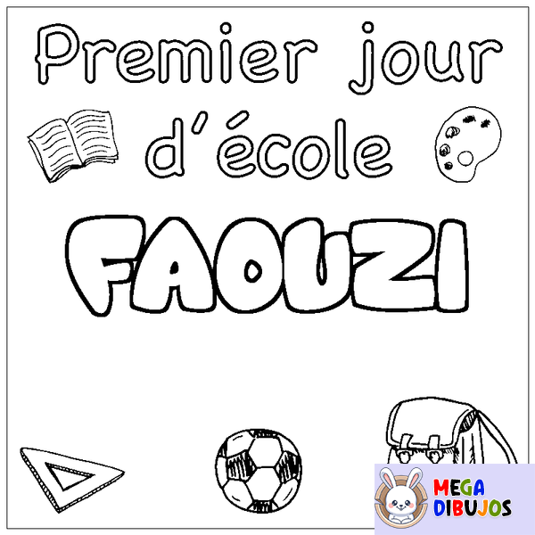 Coloraci&oacute;n del nombre FAOUZI - decorado primer d&iacute;a de escuela