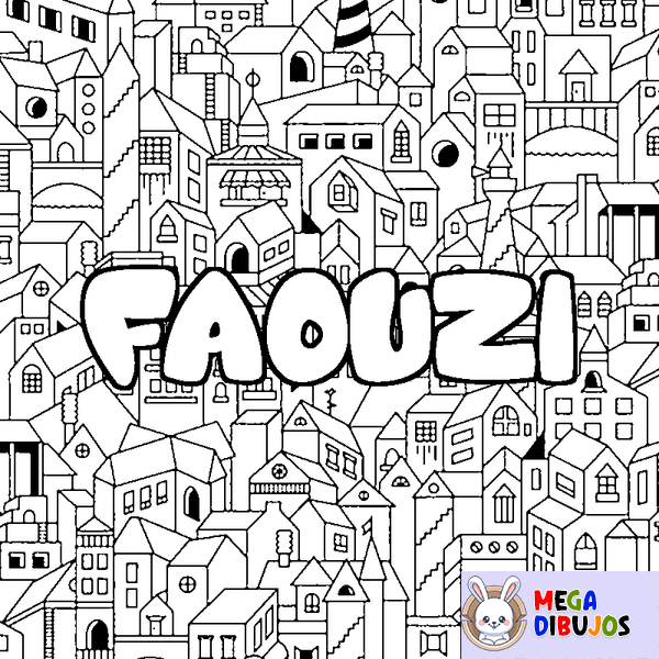 Coloraci&oacute;n del nombre FAOUZI - decorado ciudad