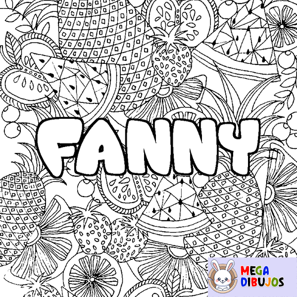 Coloraci&oacute;n del nombre FANNY - decorado mandala de frutas
