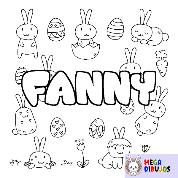 Coloraci&oacute;n del nombre FANNY - decorado Pascua