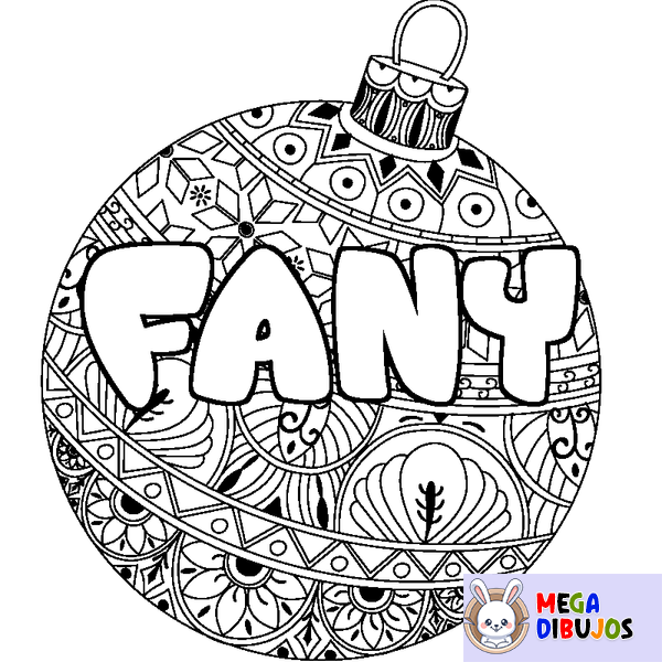 Coloraci&oacute;n del nombre FANY - decorado bola de Navidad
