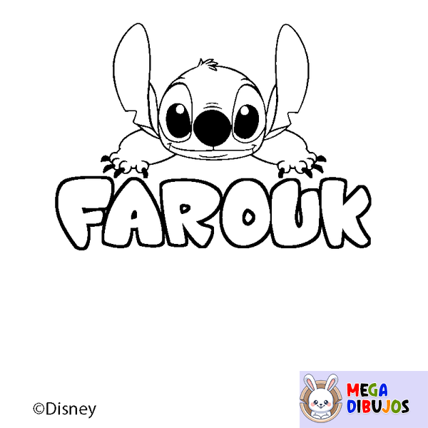 Coloraci&oacute;n del nombre FAROUK - decorado Stitch