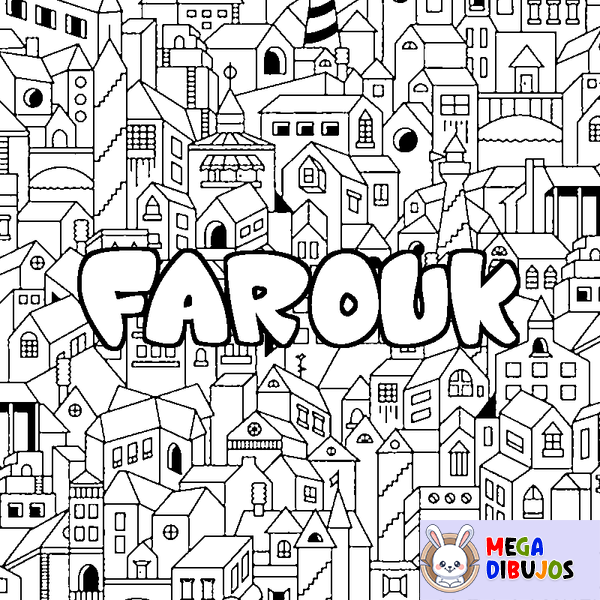 Coloraci&oacute;n del nombre FAROUK - decorado ciudad