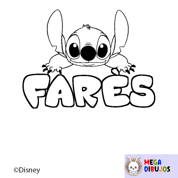 Coloraci&oacute;n del nombre FAR&Egrave;S - decorado Stitch