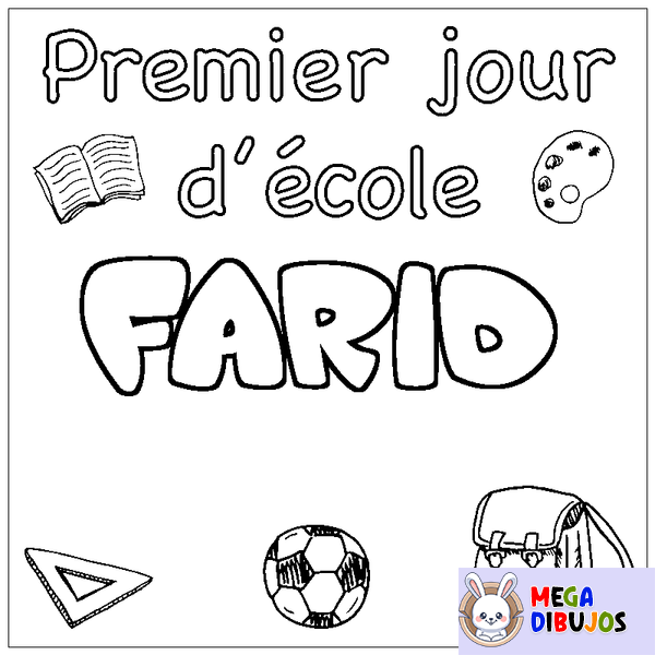Coloraci&oacute;n del nombre FARID - decorado primer d&iacute;a de escuela