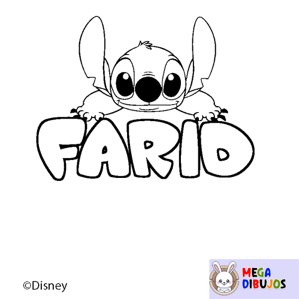 Coloraci&oacute;n del nombre FARID - decorado Stitch