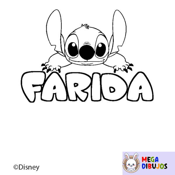 Coloraci&oacute;n del nombre FARIDA - decorado Stitch