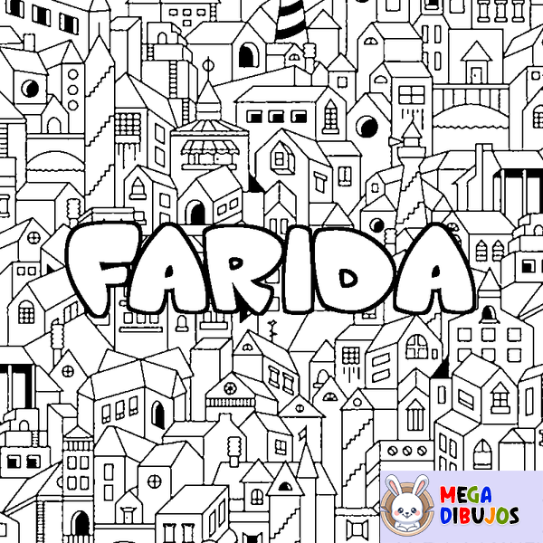 Coloraci&oacute;n del nombre FARIDA - decorado ciudad