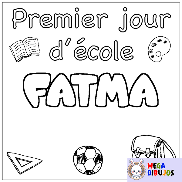Coloraci&oacute;n del nombre FATMA - decorado primer d&iacute;a de escuela