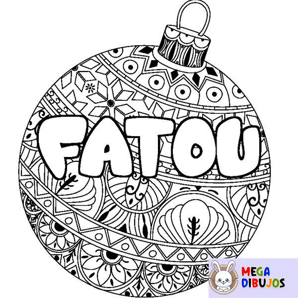 Coloraci&oacute;n del nombre FATOU - decorado bola de Navidad