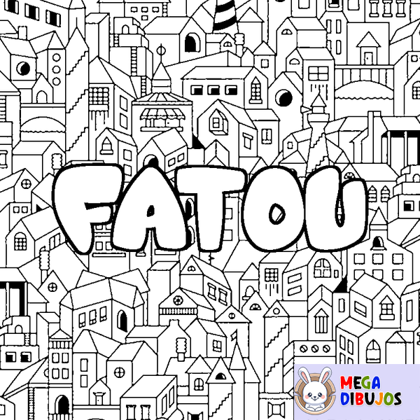 Coloraci&oacute;n del nombre FATOU - decorado ciudad