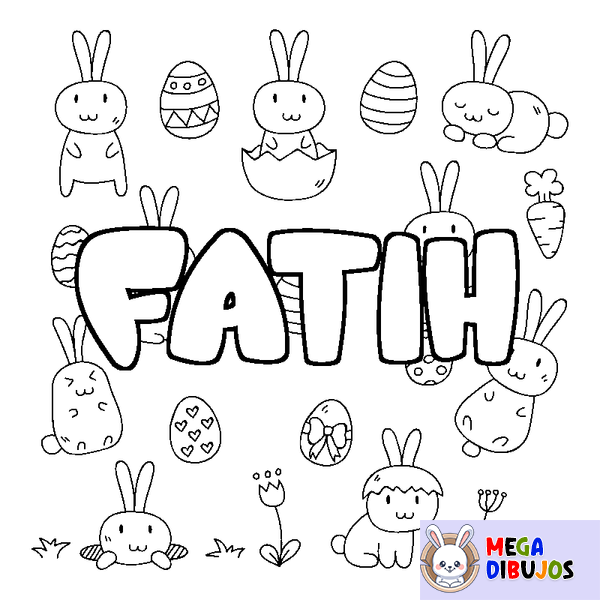 Coloraci&oacute;n del nombre FATIH - decorado Pascua