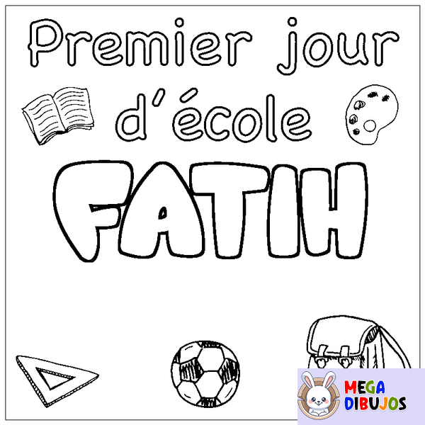 Coloraci&oacute;n del nombre FATIH - decorado primer d&iacute;a de escuela