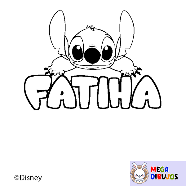 Coloraci&oacute;n del nombre FATIHA - decorado Stitch