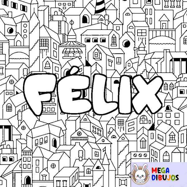 Coloraci&oacute;n del nombre F&Eacute;LIX - decorado ciudad