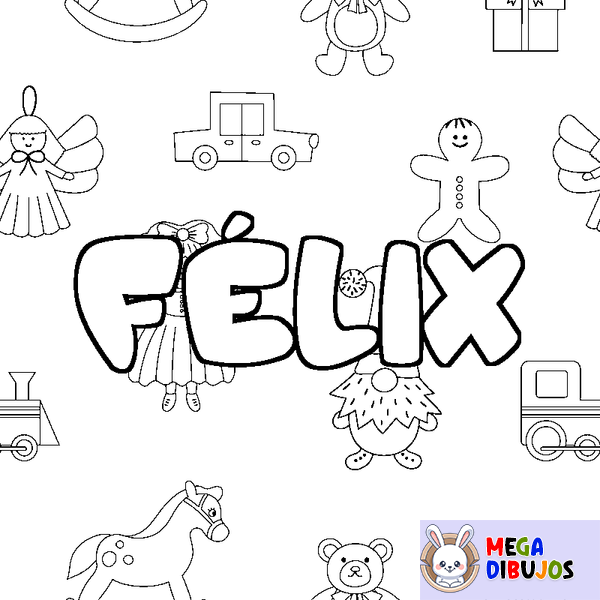 Coloraci&oacute;n del nombre F&Eacute;LIX - decorado juguetes