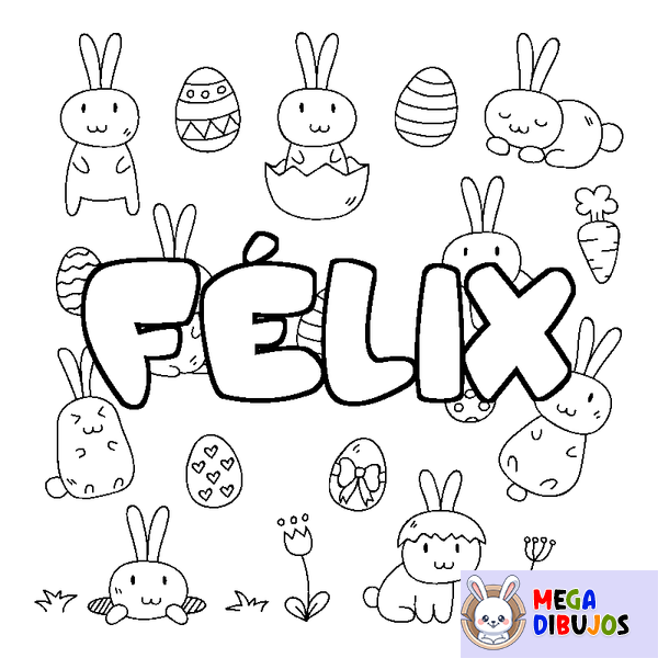 Coloraci&oacute;n del nombre F&Eacute;LIX - decorado Pascua