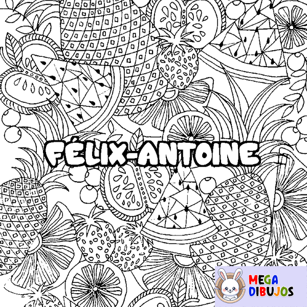 Coloraci&oacute;n del nombre F&Eacute;LIX-ANTOINE - decorado mandala de frutas