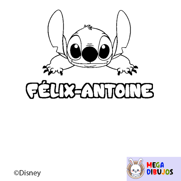 Coloraci&oacute;n del nombre F&Eacute;LIX-ANTOINE - decorado Stitch