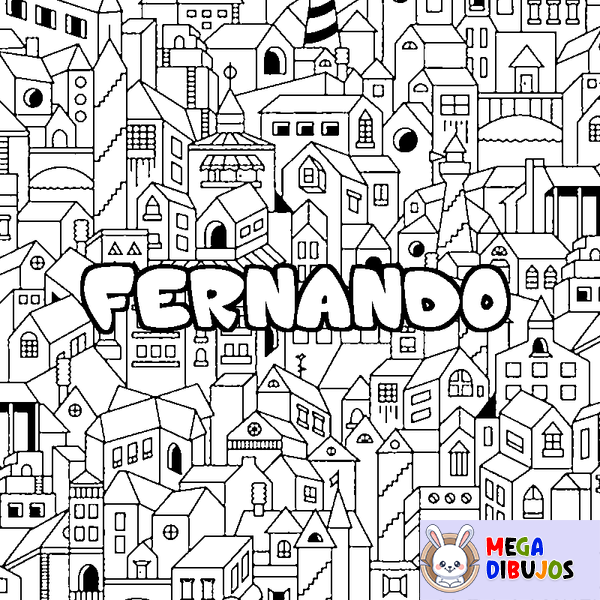 Coloraci&oacute;n del nombre FERNANDO - decorado ciudad
