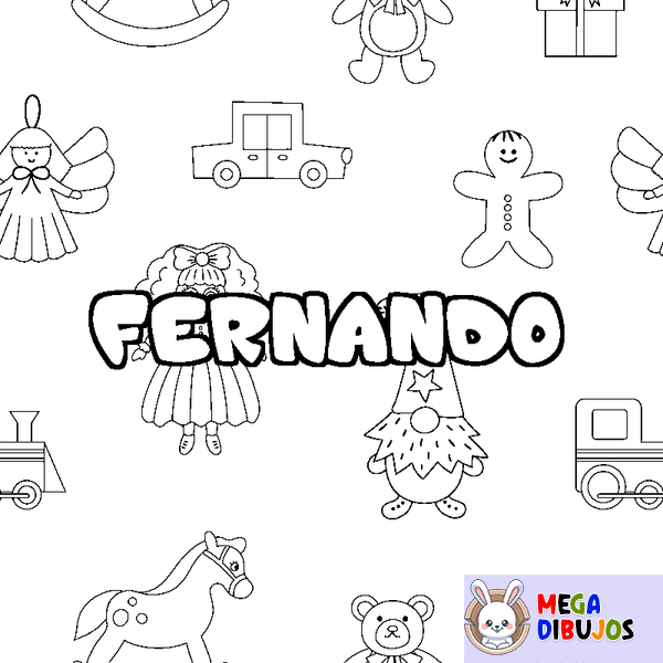 Coloraci&oacute;n del nombre FERNANDO - decorado juguetes