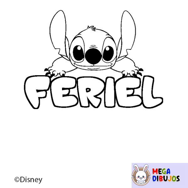 Coloraci&oacute;n del nombre FERIEL - decorado Stitch