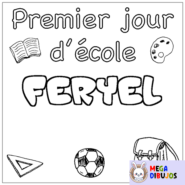 Coloraci&oacute;n del nombre FERYEL - decorado primer d&iacute;a de escuela