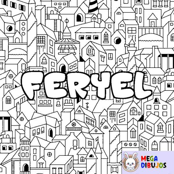 Coloraci&oacute;n del nombre FERYEL - decorado ciudad