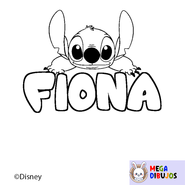 Coloraci&oacute;n del nombre FIONA - decorado Stitch