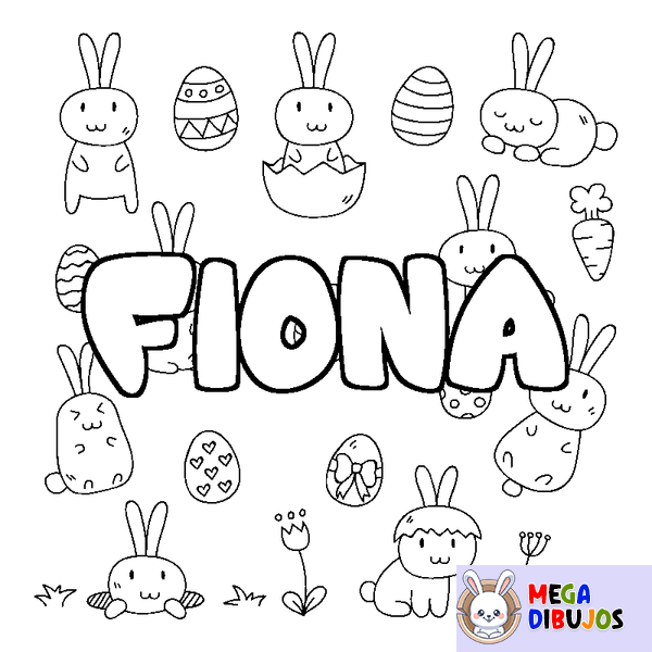 Coloraci&oacute;n del nombre FIONA - decorado Pascua