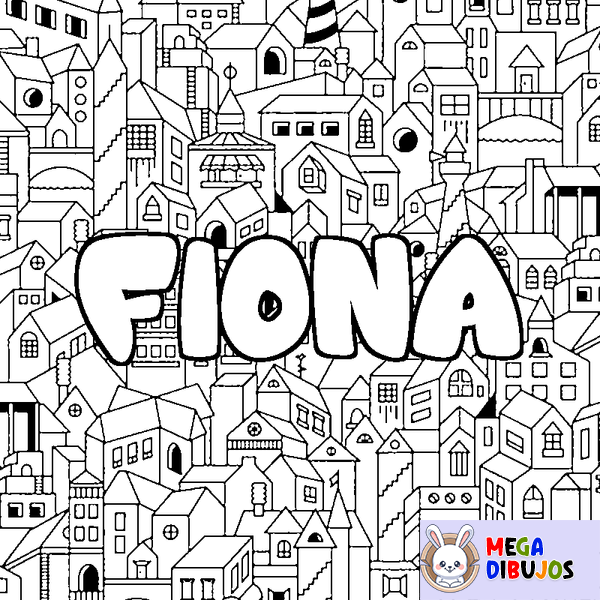 Coloraci&oacute;n del nombre FIONA - decorado ciudad