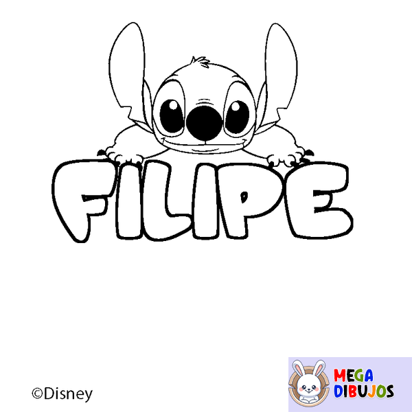 Coloraci&oacute;n del nombre FILIPE - decorado Stitch