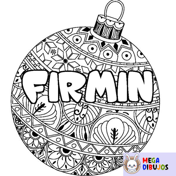 Coloraci&oacute;n del nombre FIRMIN - decorado bola de Navidad