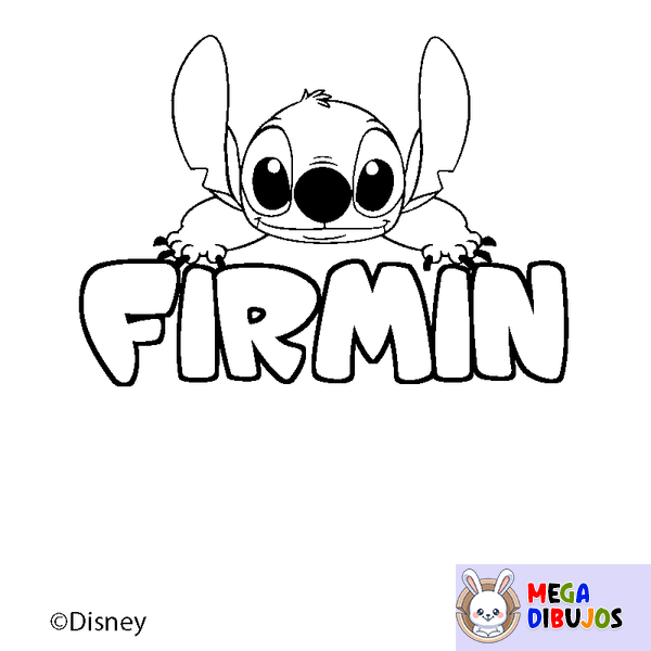 Coloraci&oacute;n del nombre FIRMIN - decorado Stitch