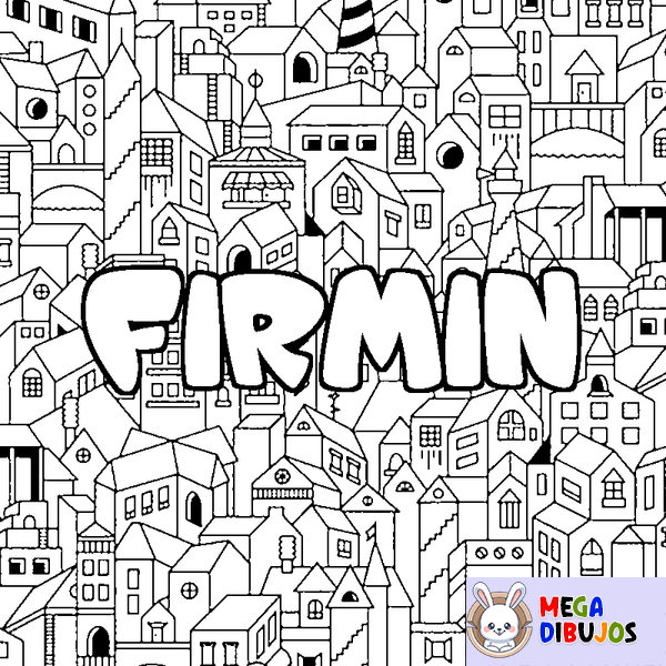 Coloraci&oacute;n del nombre FIRMIN - decorado ciudad