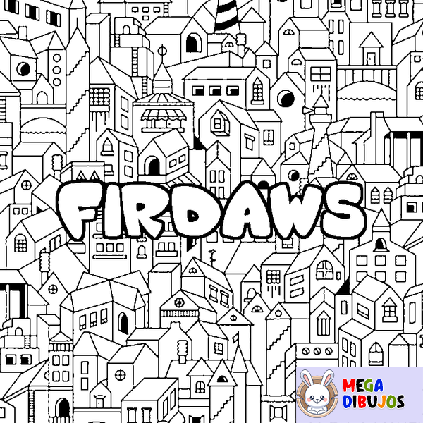 Coloraci&oacute;n del nombre FIRDAWS - decorado ciudad