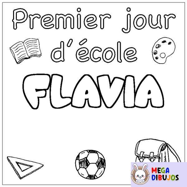Coloraci&oacute;n del nombre FLAVIA - decorado primer d&iacute;a de escuela