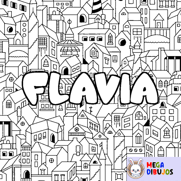 Coloraci&oacute;n del nombre FLAVIA - decorado ciudad