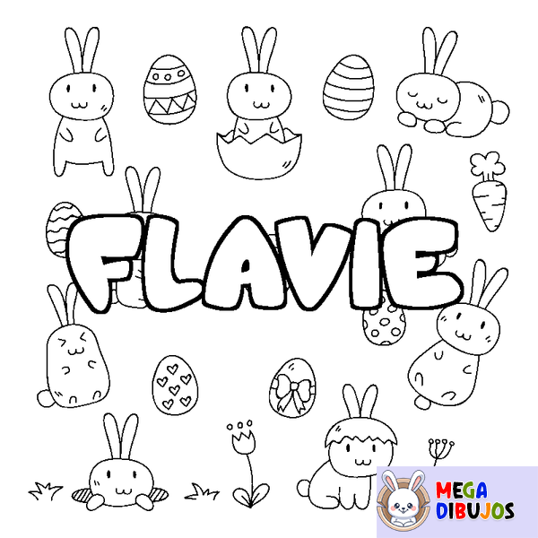 Coloraci&oacute;n del nombre FLAVIE - decorado Pascua