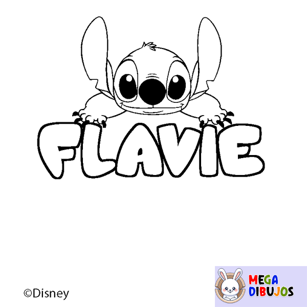Coloraci&oacute;n del nombre FLAVIE - decorado Stitch