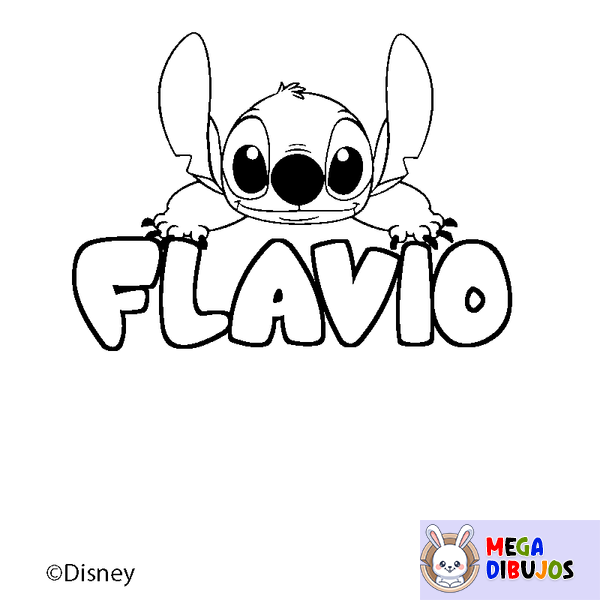 Coloraci&oacute;n del nombre FLAVIO - decorado Stitch