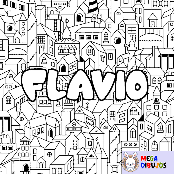 Coloraci&oacute;n del nombre FLAVIO - decorado ciudad