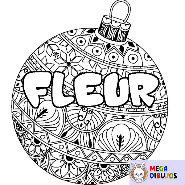 Coloraci&oacute;n del nombre FLEUR - decorado bola de Navidad