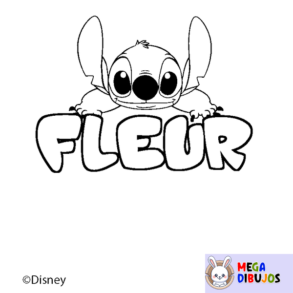 Coloraci&oacute;n del nombre FLEUR - decorado Stitch