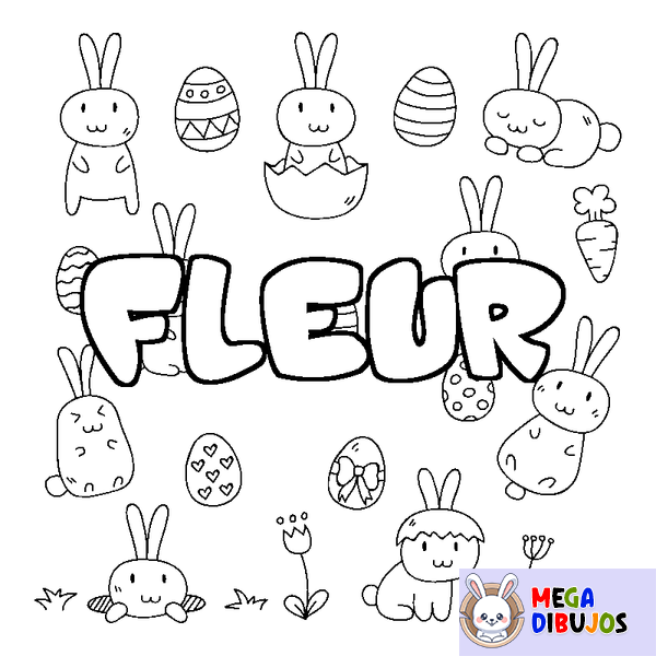 Coloraci&oacute;n del nombre FLEUR - decorado Pascua