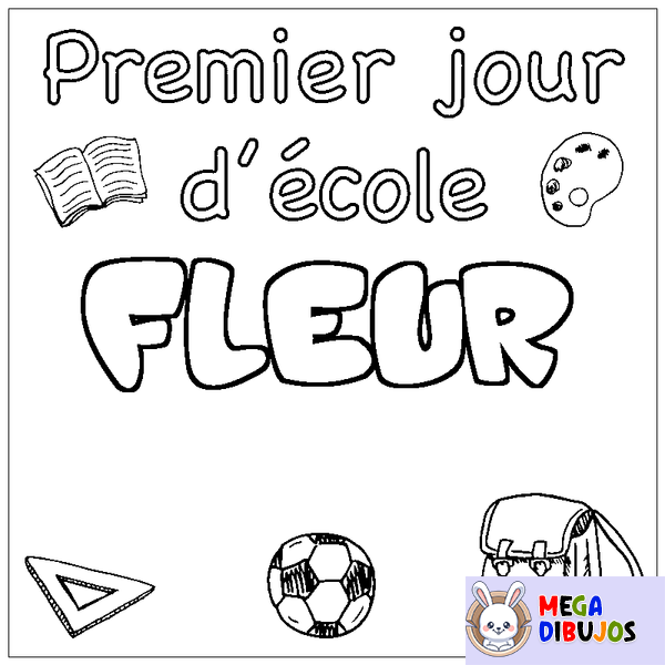 Coloraci&oacute;n del nombre FLEUR - decorado primer d&iacute;a de escuela