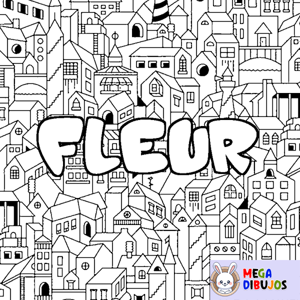 Coloraci&oacute;n del nombre FLEUR - decorado ciudad