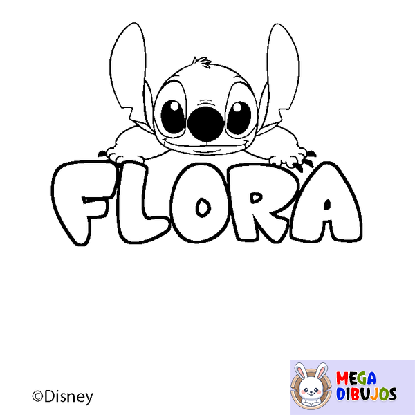 Coloraci&oacute;n del nombre FLORA - decorado Stitch