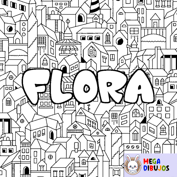 Coloraci&oacute;n del nombre FLORA - decorado ciudad