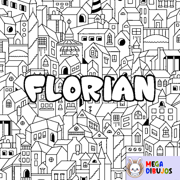 Coloraci&oacute;n del nombre FLORIAN - decorado ciudad